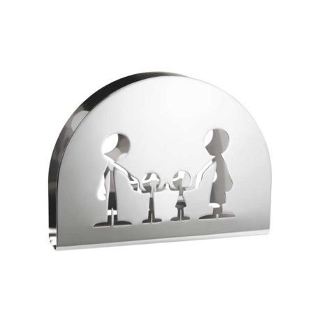 El servilletero familia está fabricado en acero inoxidable, un material que brinda un elegante acabado brillante además de una gran resistencia. Es perfecto para colocar las servilletas en el hogar, restaurantes, cafeterías y comedores.